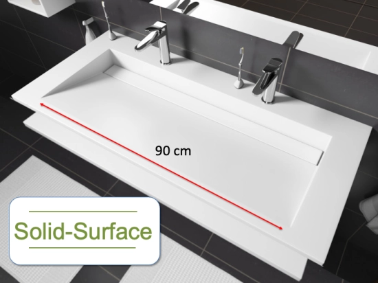 Plan vasque Design caniveau, sur mesure, Largeur 100 à 200 cm x Profondeur 40 à 60 cm, résine minérale ACRYSTONE® SOLID-SURFACE Finition lisse, Livraison Offerte et Rapide.